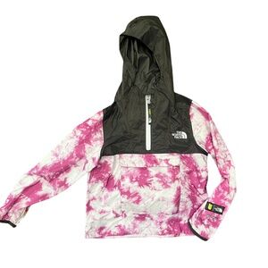 Girls North Face Rain Jacket - Size XS 6 - FANORAK ANORAK Pink Tie Dye